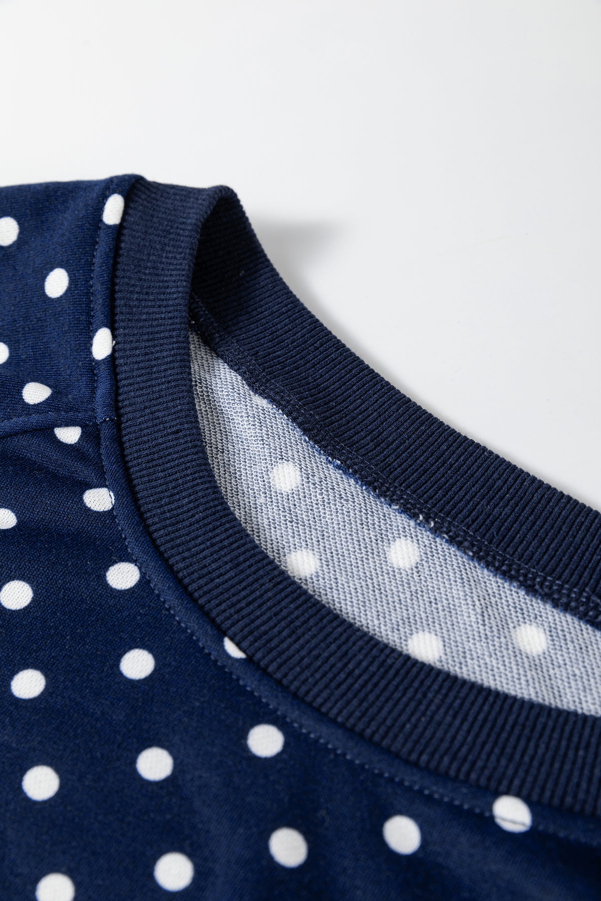 Brown Polka Dot Round Neck Long Sleeve Plus Size Set