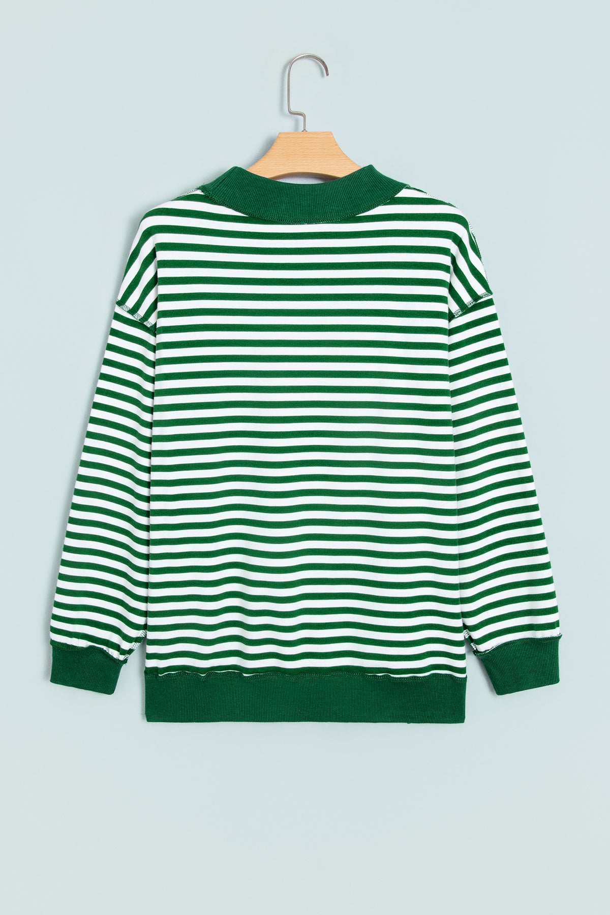 Red Stripe Christmas Slogan Embroidery Patched Mock Neck Oversized Sweatshirt