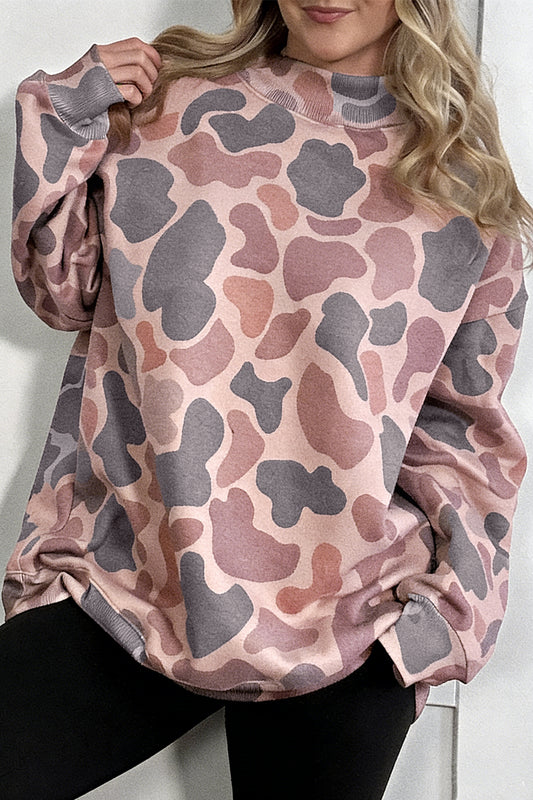 Multicolour Camouflage Western Style Pullover Sweatshirt