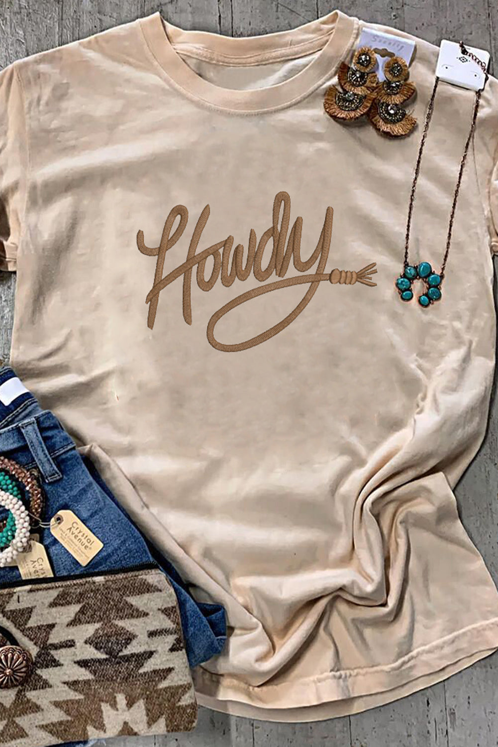 Howdy Embroidered Graphic Western Tee