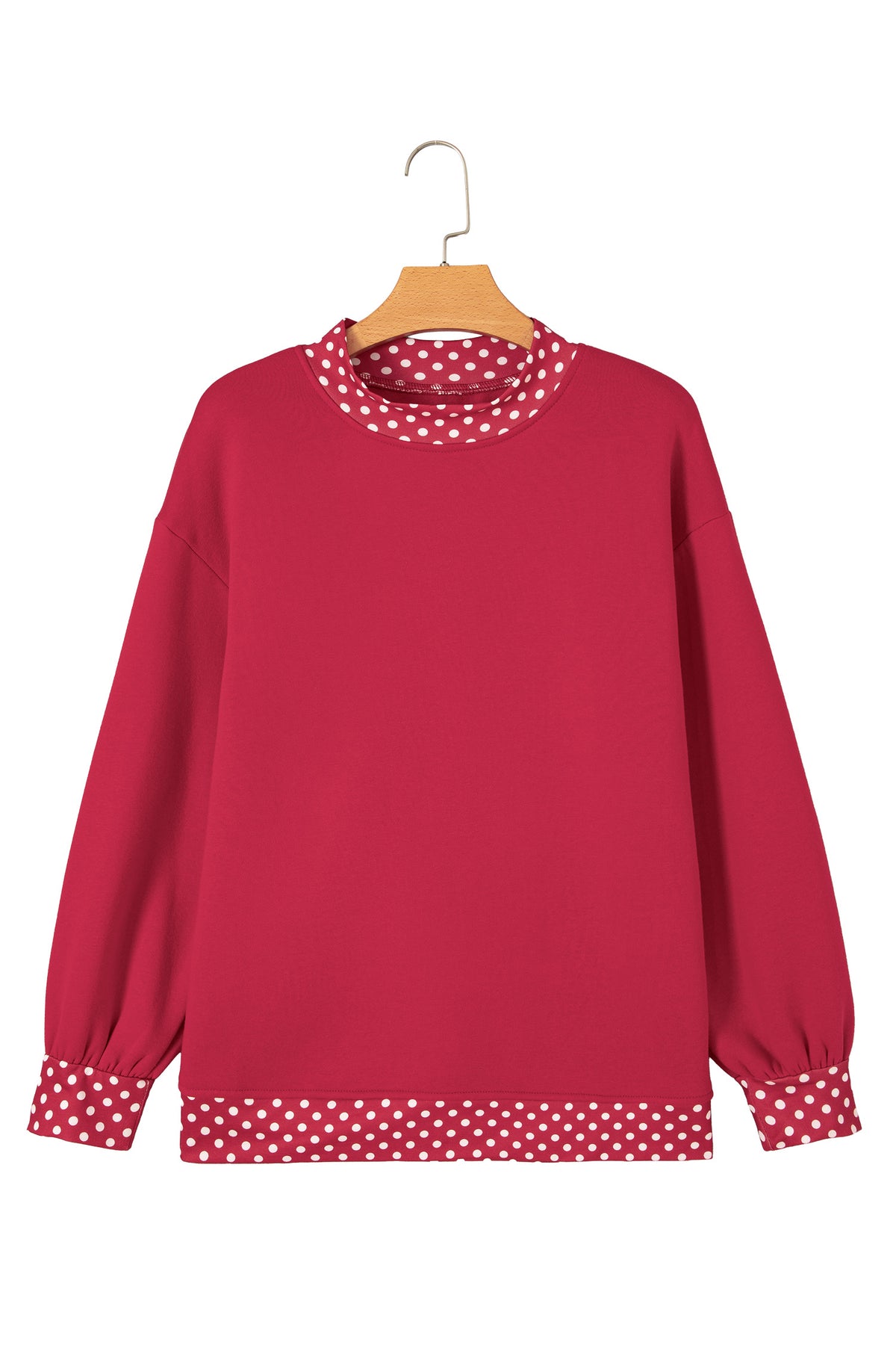 Orange Colorblock Polka Dot Contrast Trim Oversized Sweatshirt