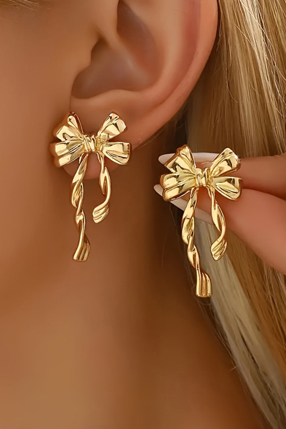 Gold Bow  Plated Alloy Stud Earrings