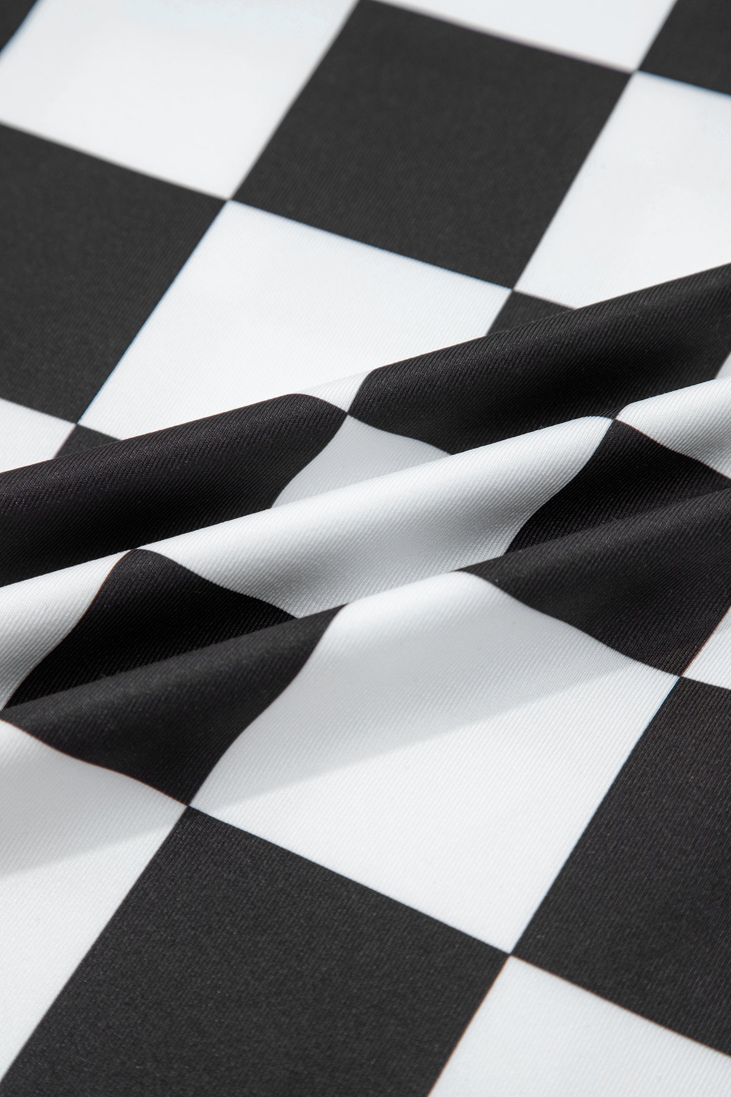 Black Checkerboard Printed Slim Tank Top