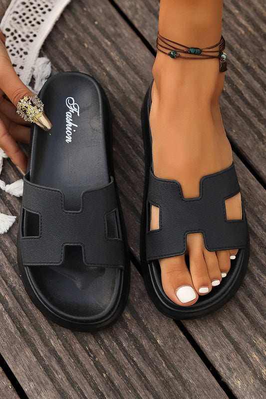 Black Slippers Platform -Run Small, Size Up