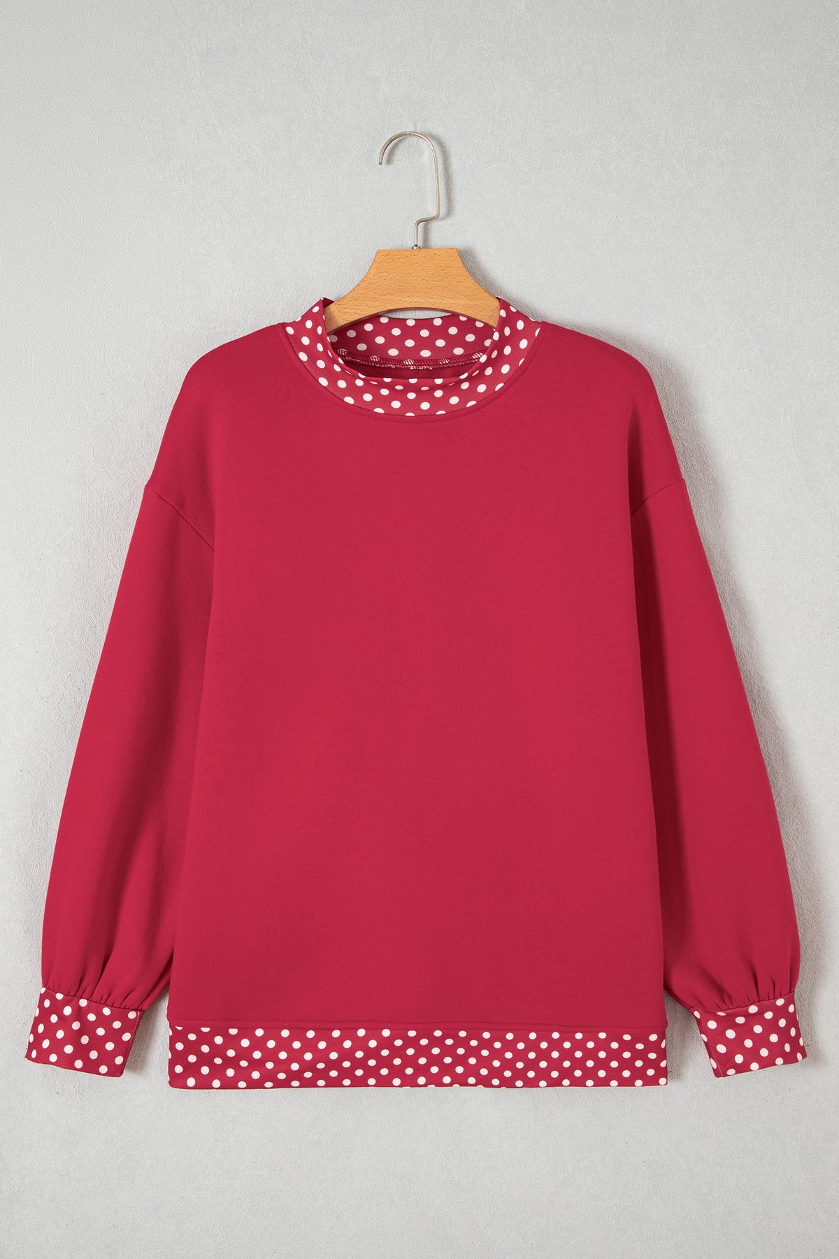 Orange Colorblock Polka Dot Contrast Trim Oversized Sweatshirt