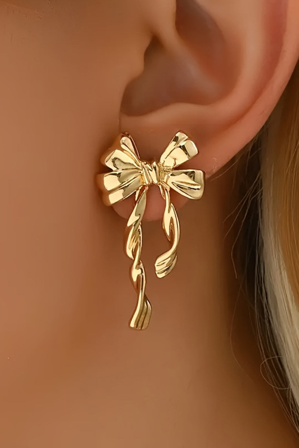 Gold Bow  Plated Alloy Stud Earrings